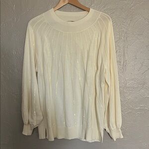 Jingle belles by Kim Gravel Elegant Sparkle Holiday Cream Sweater Large